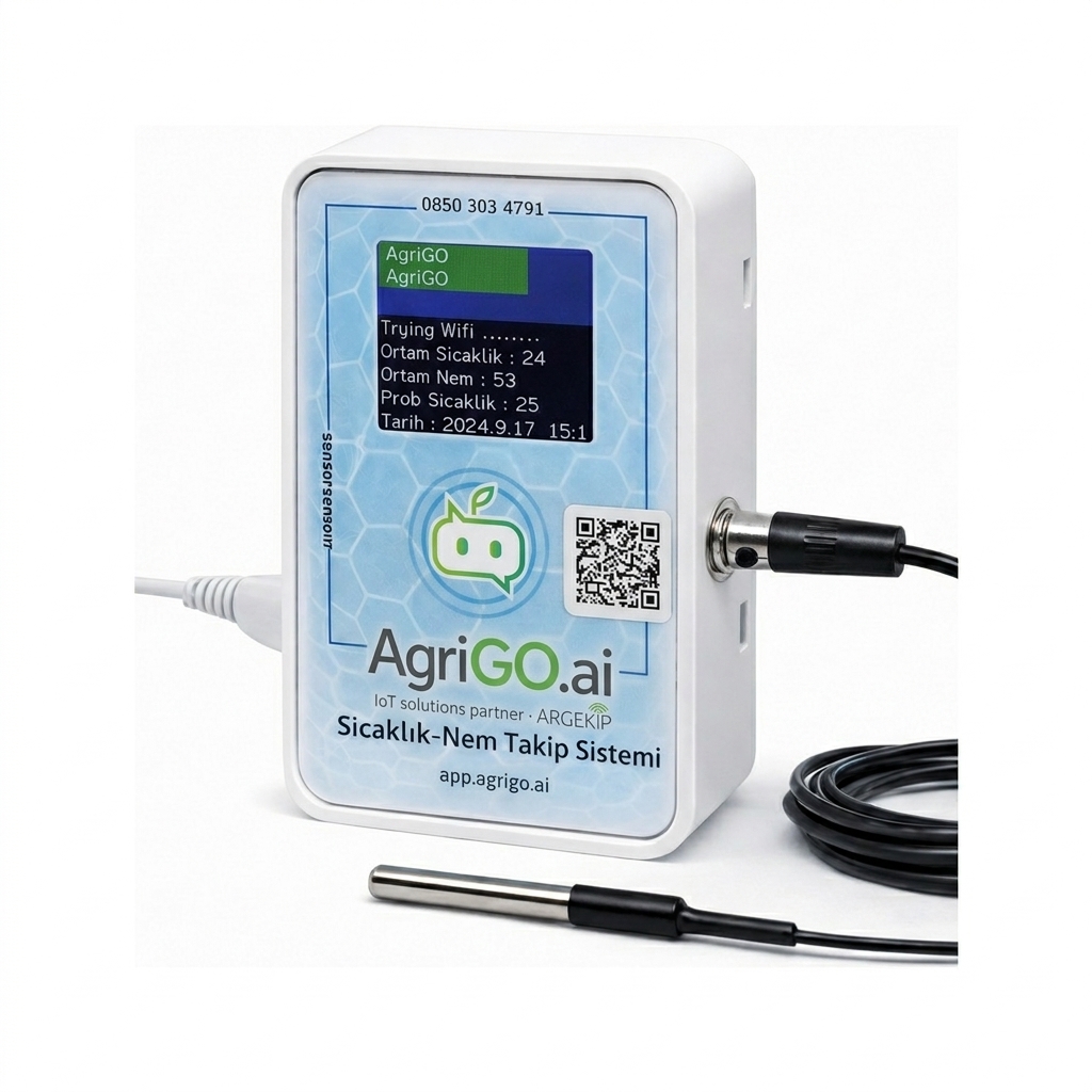 AgriGO Sıcaklık ve Nem Ölçer (LCD, SMS Alarmlı)
